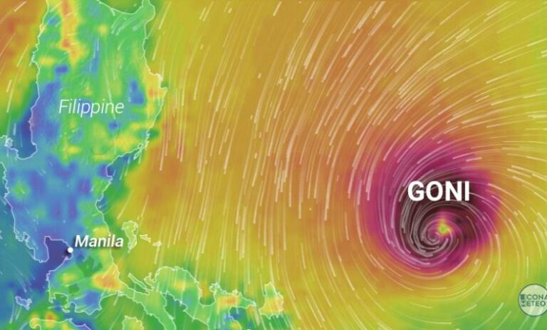 Filippine – Il super tifone Goni fa paura: con raffiche a 300 km/h