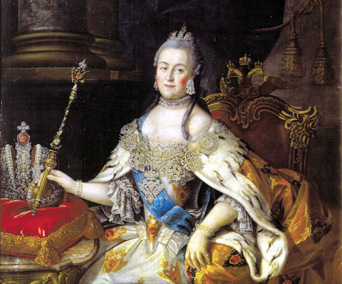 Caterina II di Russia ritratta a corte