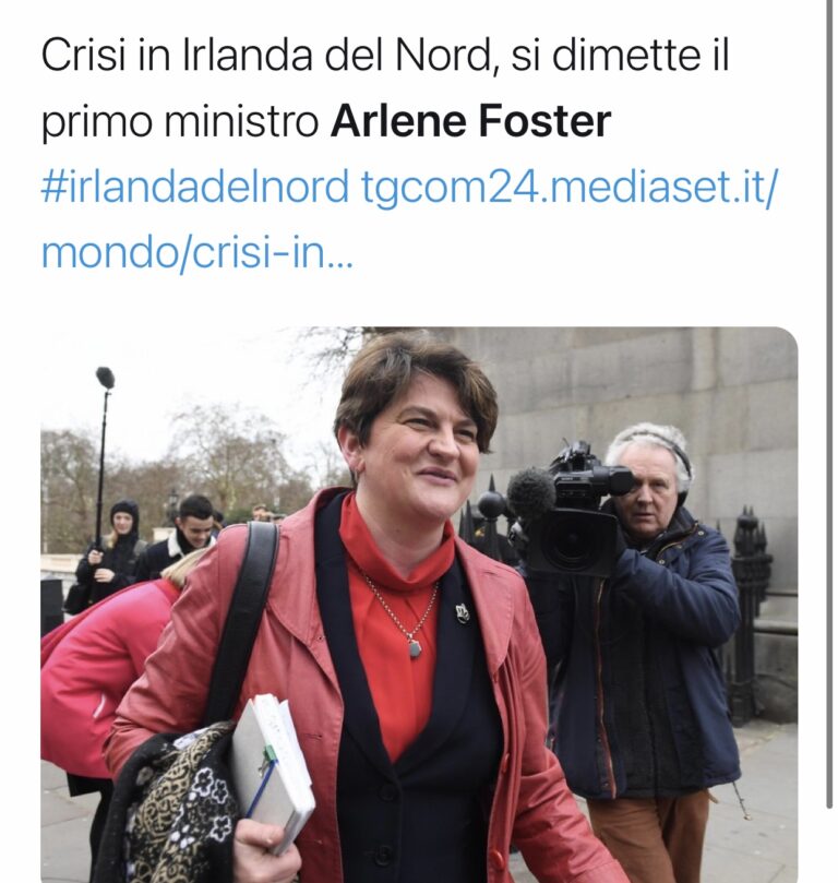 Irlanda del Nord: si dimette la premier Arlene Foster