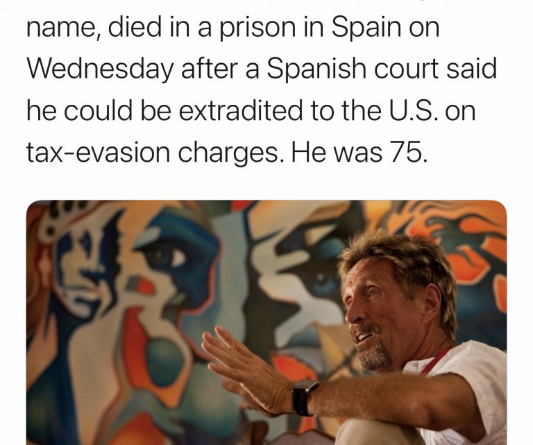 John McAfee morto suicida in carcere a Barcellona