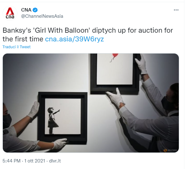 “Girl With Balloon” di Banksy all’asta per la prima volta il dittico