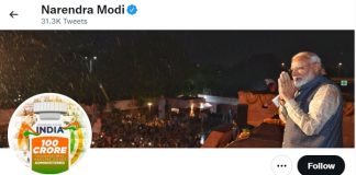 Account Twitter del primo ministro Modi