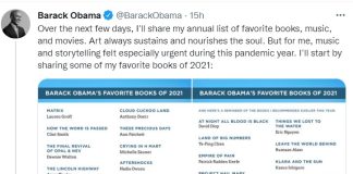 Barack Obama condivide i suoi libri preferiti del 2021