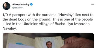 Navalny: a Bucha un innocente ucciso perché aveva il mio cognome