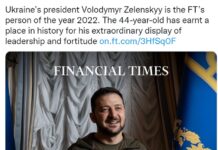 Zelensky persona dell’anno per il Financial Times