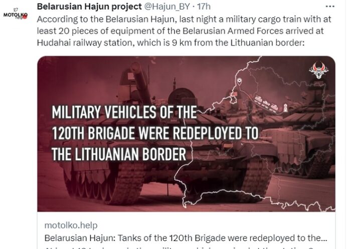 La Bielorussia dispiega carri armati vicino al confine lituano