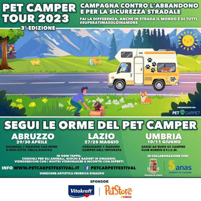Pet Camper Tour: Terza edizione “on the road” contro l’abbandono e la sicurezza stradale