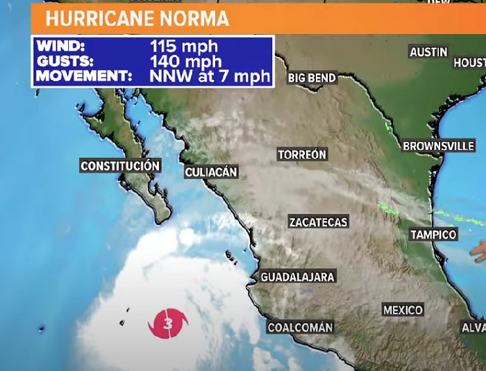 Uragano Norma si avvicina al Messico