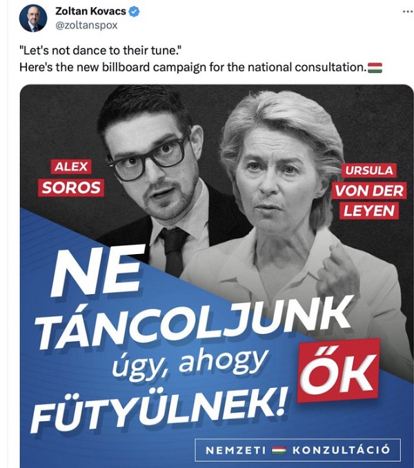 Ungheria: cartelloni pubblicitari contro Von der Leyen e Soros